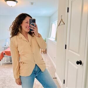 Vintage Go Silk Peach Silk Button Front Jacket Blouse Small